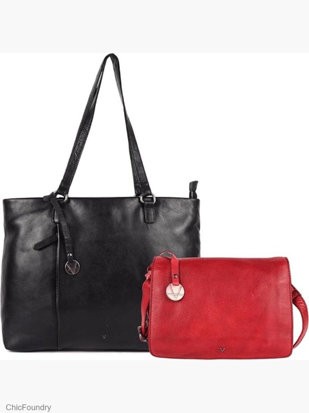 Genuine Italian Leather Tote Crossbody Satchel Purse Set
